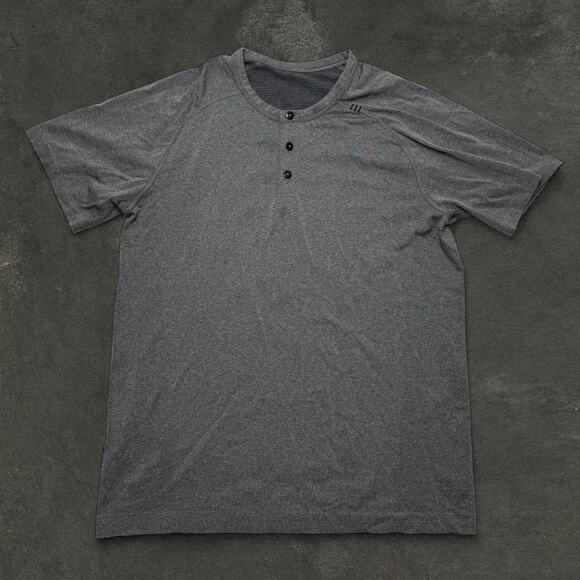 Lululemon Gray Henley Short Sleeve Performance Tee Men’s Size Large - Picture 2 of 8